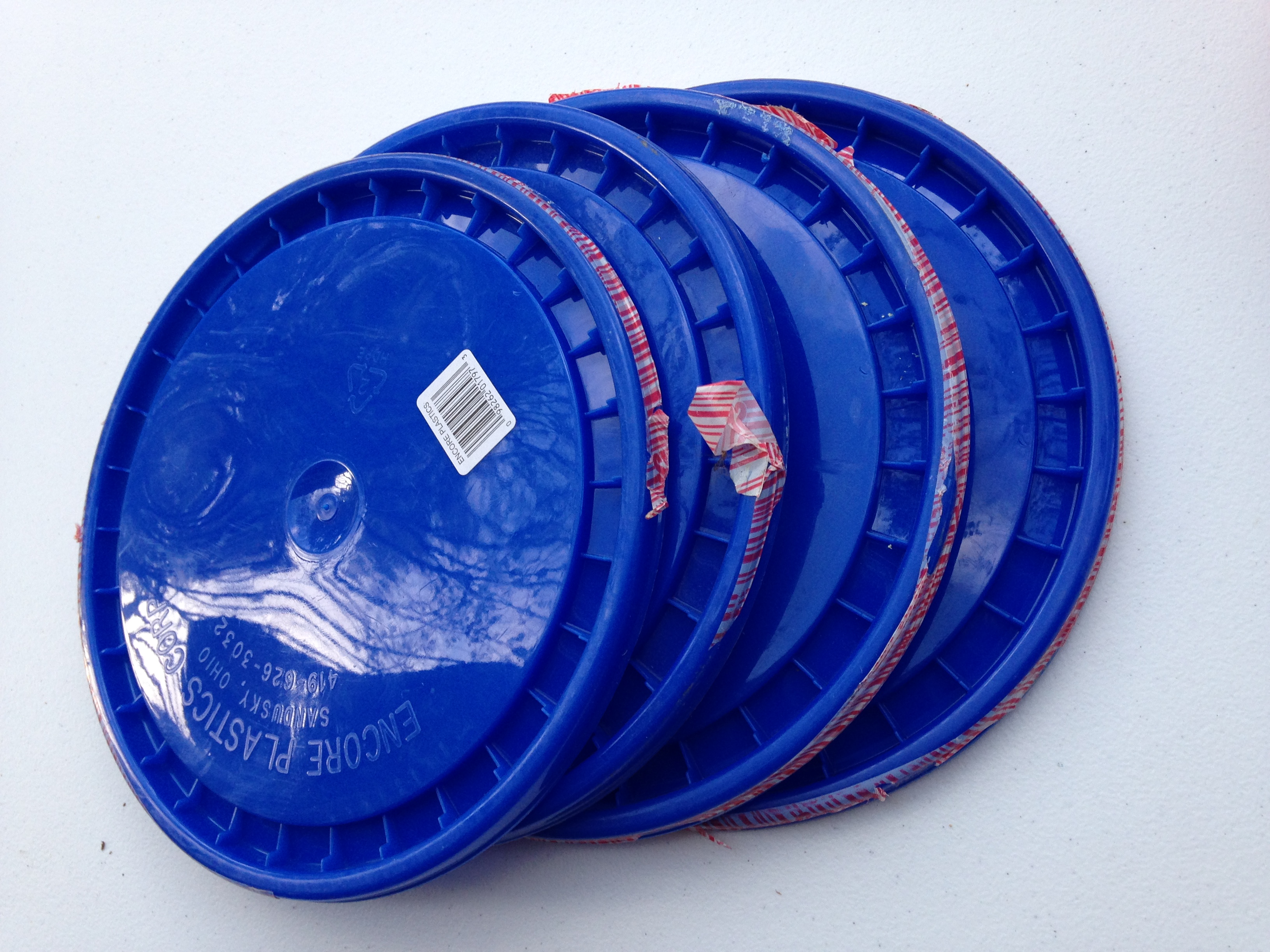 Used   Lowes 53000 Set of 4 Blue Lids for 5-Gallon Bucket...