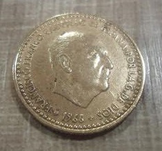 Used  1966 Spain  1 Una Coin