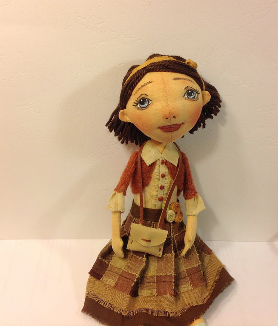 New   NatashaArtDolls Olivia Handmade Cloth Doll of Brune...