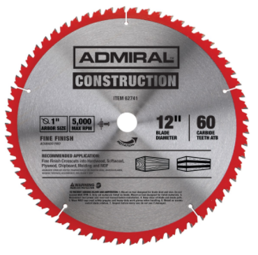 New   Admiral  12 in. Dia. 60-Tooth Fine Finish Circular ...