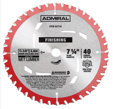 New   Admiral  7-1/4 in. Dia 40 Tooth Finishing Circular ...