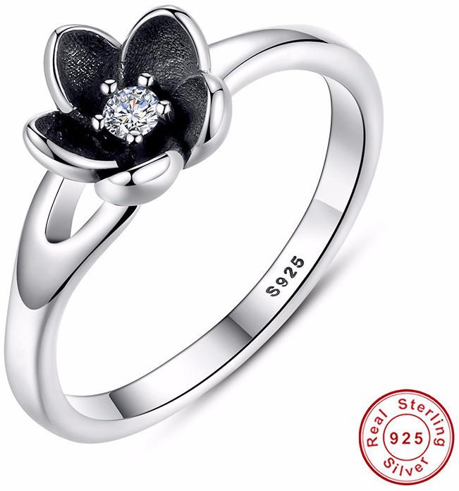 New Womens    925 Sterling Silver Stackable Flower Ring