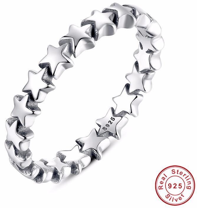 New Womens    925 Sterling Silver Stackable Star Ring