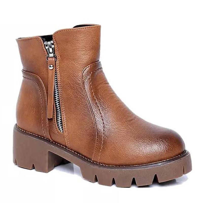 New Womens    Vintage Martin Zip-Up Leather Boots
