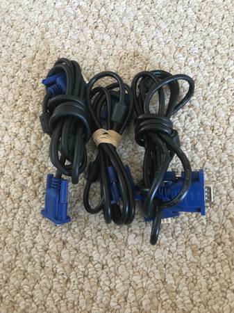Used     3 Male to Male PC Cables (Blue)