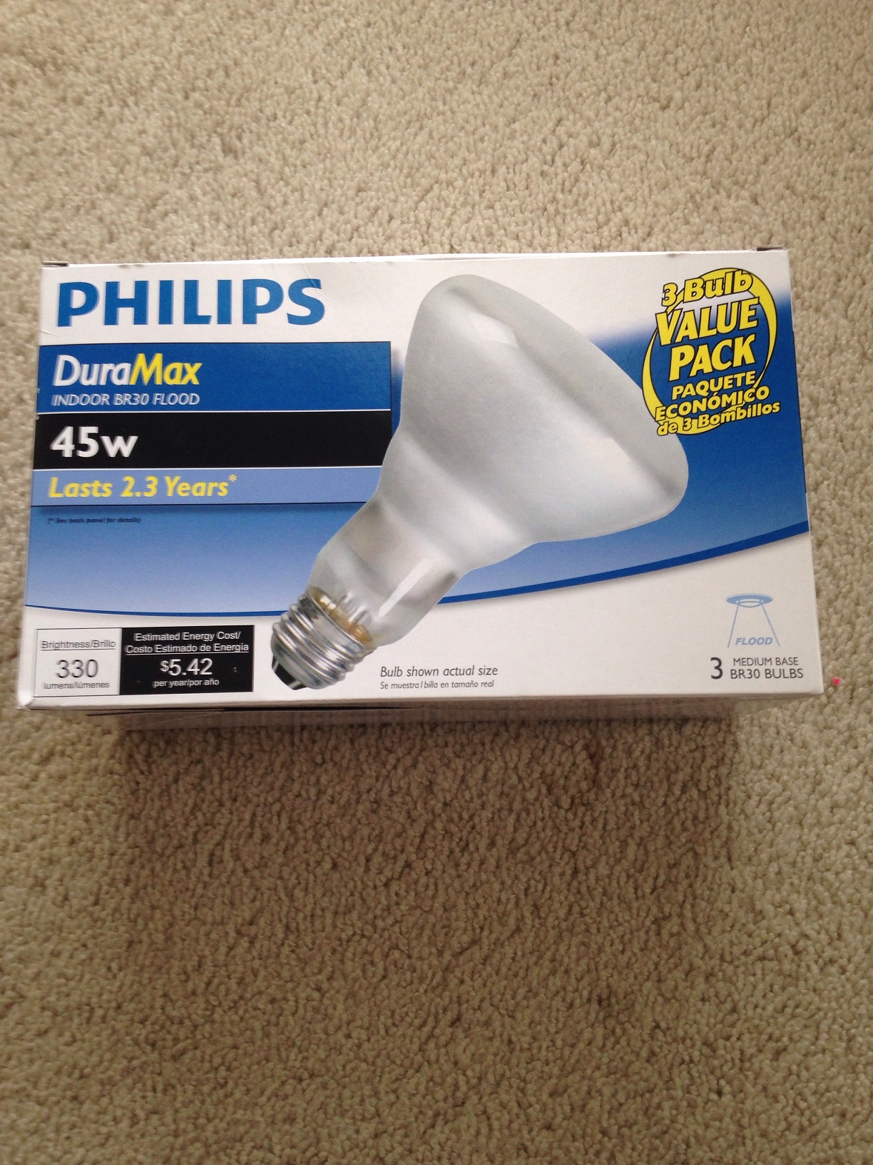 New   Philips DuraMax BR30 Package of 2 Indoor Flood 45W ...