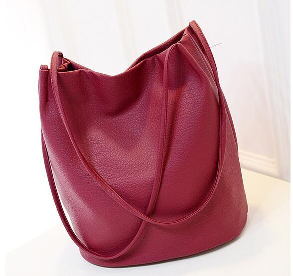 New Womens    Leather Bucket Shoulder Bag