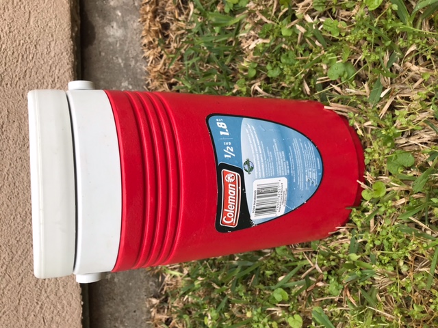 Used     1 Used Red 1/2 Gallon Coleman Water Jug